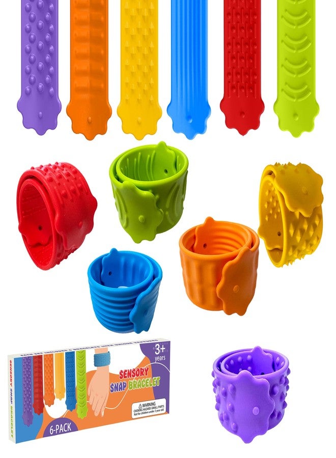 Tendry Sensory Slap Bracelets Fidget Toys for Adults & Kids, 6 Pack Textured Silicone Anxiety Relief Items for Autism ADHD, Fidgets for Classroom Calm Down Corner Supplies, Stocking Stuffers for Teen Gift. - Image 1